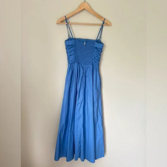 NEW Reformation Lissa Cotton Midi Dress Azure Blue Removable Strap | US 2 UK 6 - Picture 8 of 13
